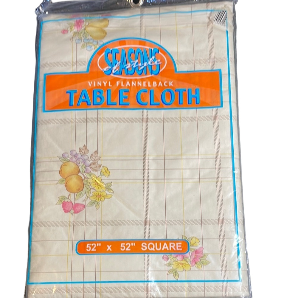 SEASONS of STYLE Vinyl Flannelback Tablecloth 52” x 52” Square